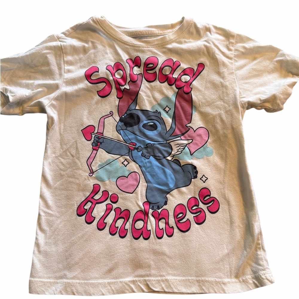 Disney Cream Tee with Blue Character and Pink Accents